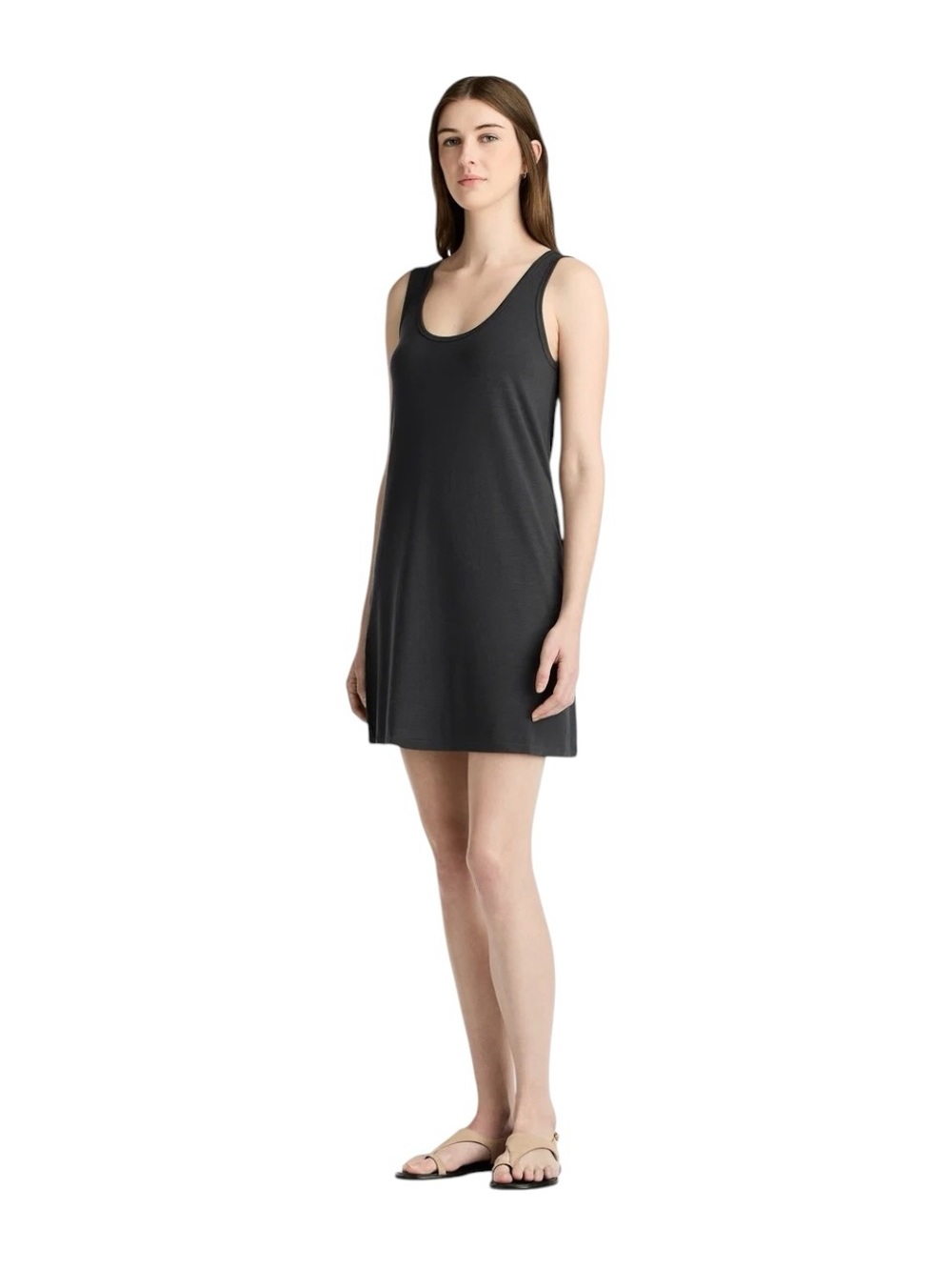 Unbound Mini Merino Tank Dress Large Charcoal 84% Merino Wool